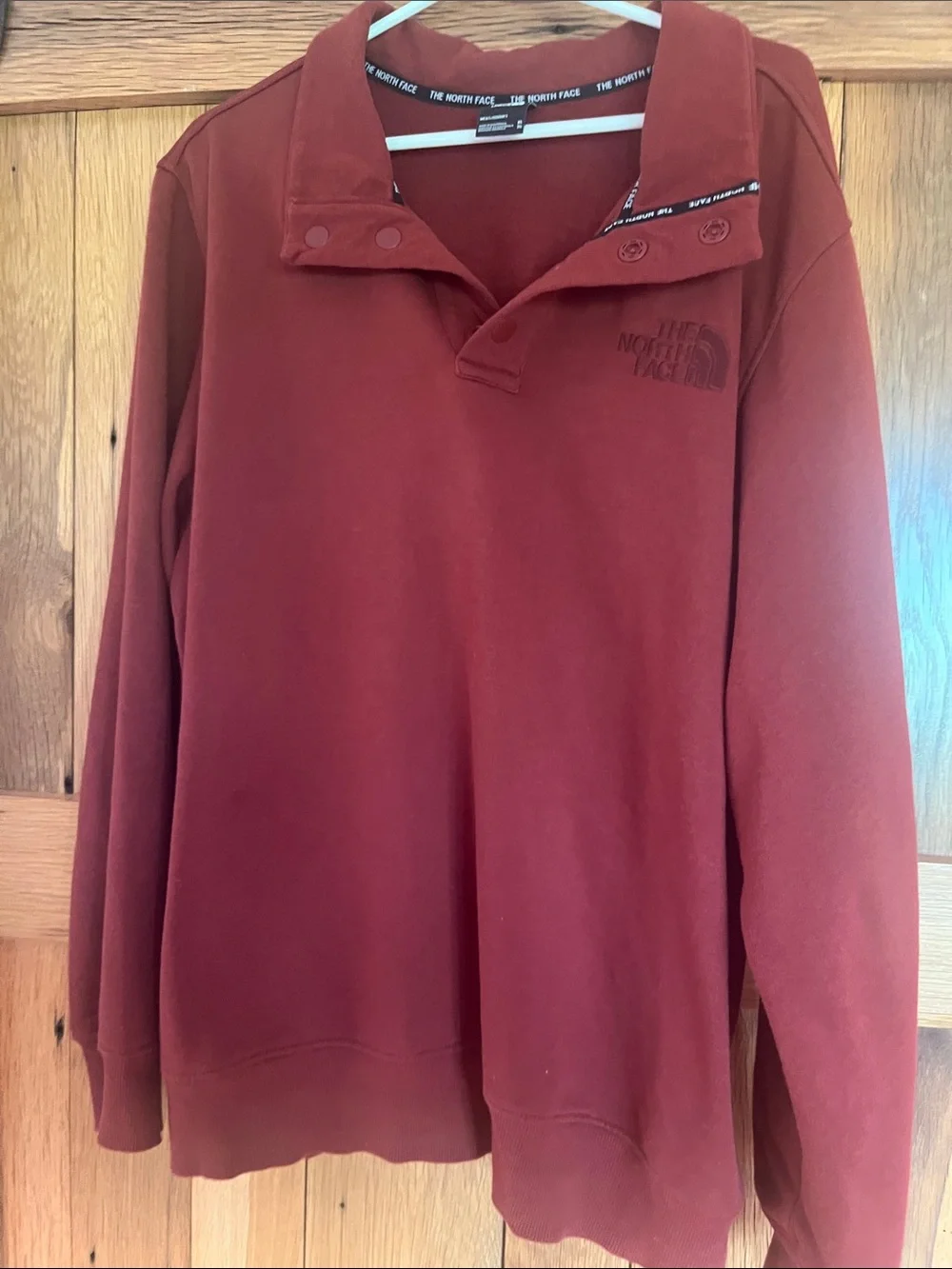 The North Face Men's Crewneck Button-Placket Pullover in Brick Red